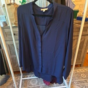 Elegant Navy Women's Button Down Shirt